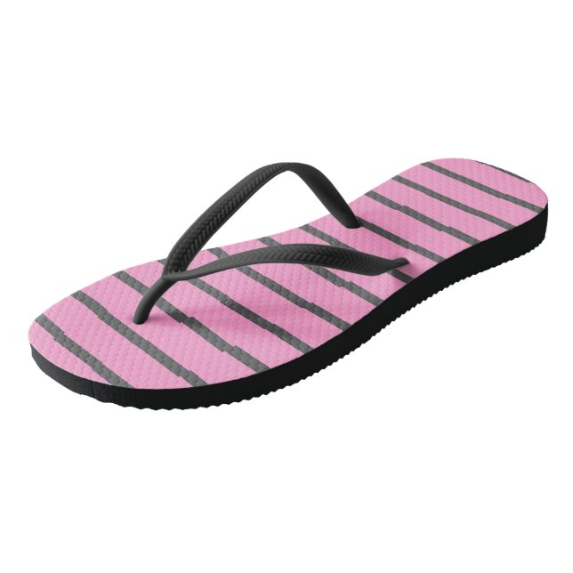 Pink and Grey Stripes Thongs (Angled)