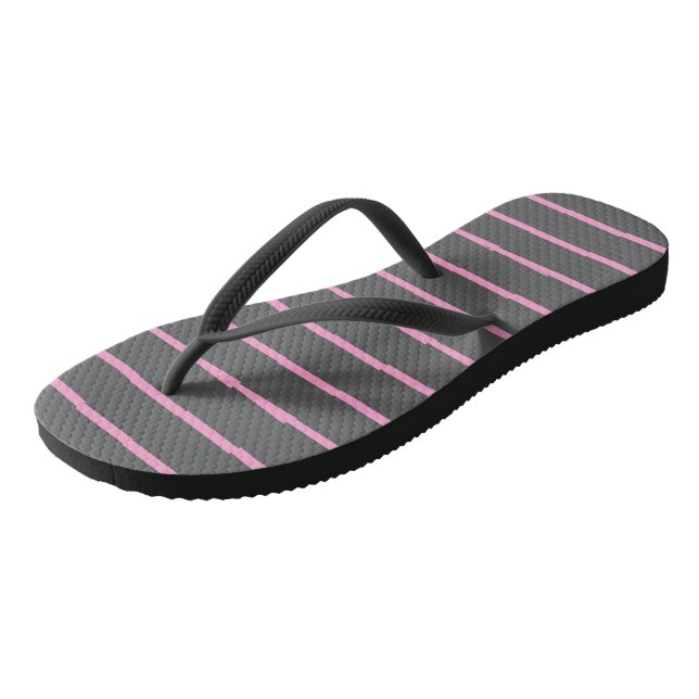 Pink and Grey Stripes Thongs (Angled)