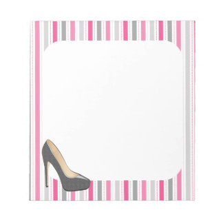 Pink and Grey Stripes With Grey Stiletto Notepad