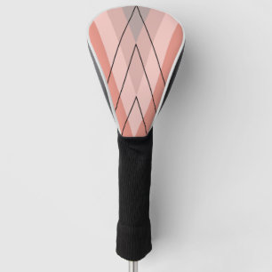 Pink and grey triangles on pink background golf head cover