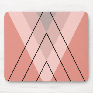 Pink and grey triangles on pink background mouse pad