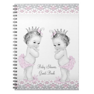 Pink and Grey Twins Baby Shower Guest Book