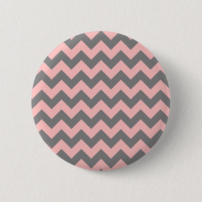 Pink and Grey Zigzag 6 Cm Round Badge (Front)