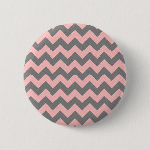Pink and Grey Zigzag 6 Cm Round Badge