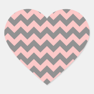 Pink and Grey Zigzag Heart Sticker