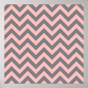 Pink and Grey Zigzag Poster