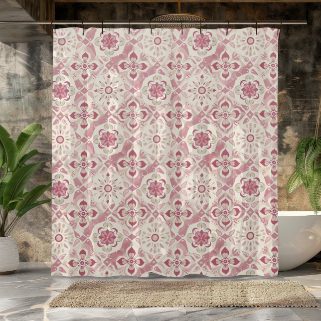  Pink and Ivory Mandala Design Shower Curtain (Creator Uploaded)