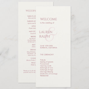 Pink and Ivory Monogram Welcome Wedding Program