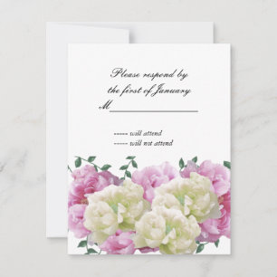 Pink and Ivory Peonies Reply Card
