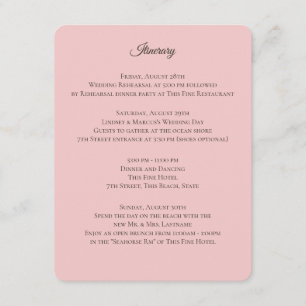 Pink and Ivory Wedding Information Enclosure Card