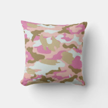 Pink And Khaki CamoThrow Pillow