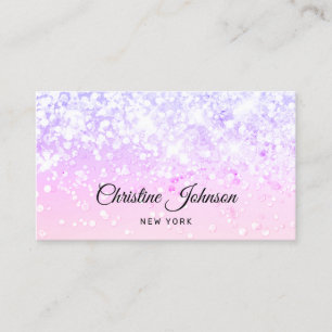 pink and lavender faux chunky glitter  business card