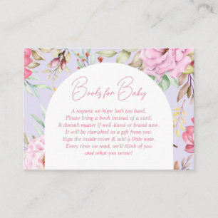 Pink and Lavender Floral Baby Book Request Enclosure Card