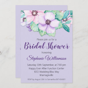 Pink and Lavender Floral Bridal Shower Invitation