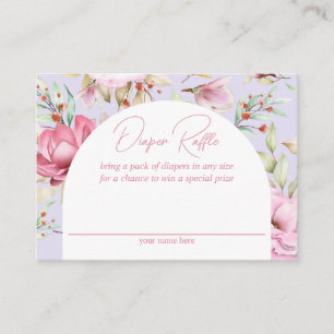 Pink and Lavender Floral Diaper Raffle Enclosure Card