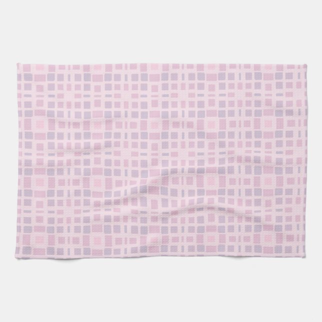 Pink and Lavender Mosaic Pattern Tea Towel (Horizontal)