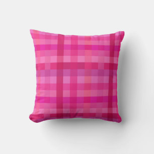 Pink and lavender plaid cushion