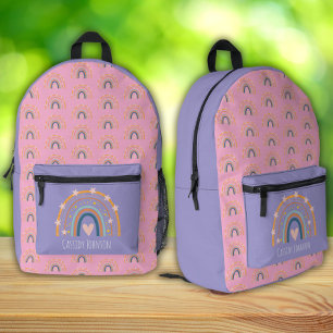 Pink and Lavender rainbow kids  Printed Backpack