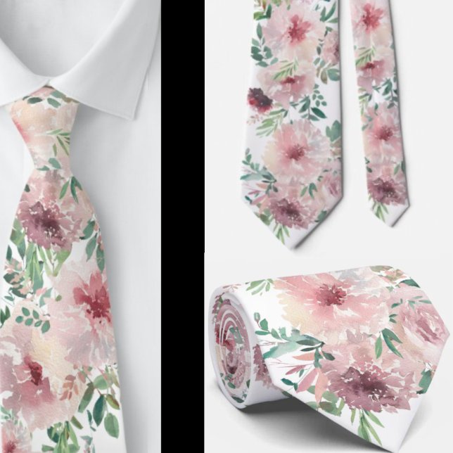 Pink and Lavender Roses Flowers Floral Neck Tie (Creator Uploaded)