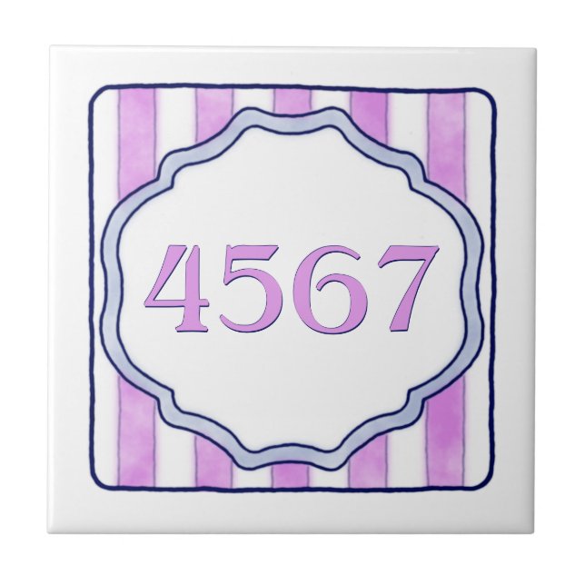 Pink and Lavender Small House Number Tile (Front)