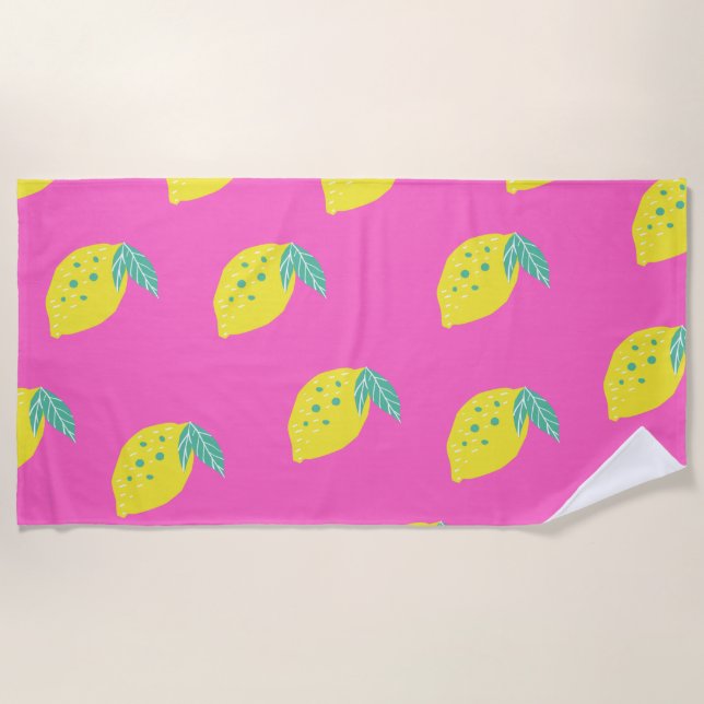 Pink and lemon beach towel (Front)