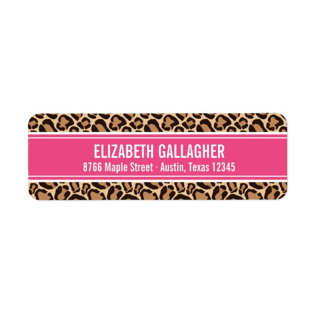 Pink and Leopard Print Return Address Label (Front)