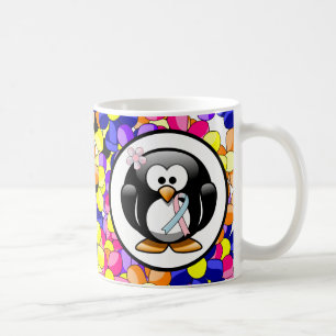 Pink and Light Blue Awareness Ribbon Penguin Coffee Mug