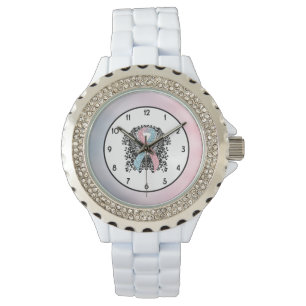 Pink and Light Blue Awareness Ribbon with Wings Watch