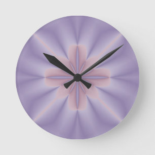 Pink and Lilac 3D Flower Two Round Clock