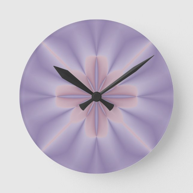 Pink and Lilac 3D Flower Two Round Clock (Front)