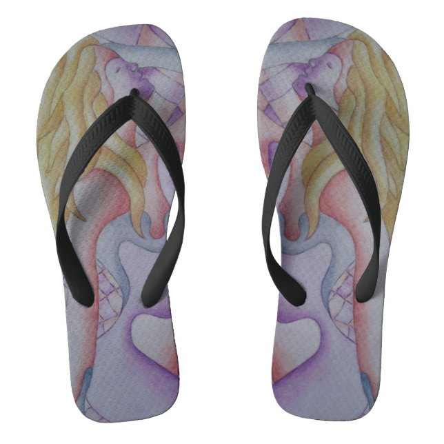 pink and lilac lady posing abstract modern art thongs (Footbed)