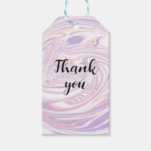 Pink And Lilac Modern Liquefied Marbling Lines Gift Tags
