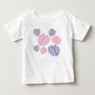 Pink and Lilac Monstera Leaves Baby T-Shirt