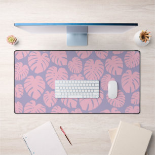 Pink and Lilac Monstera Leaves Desk Mat