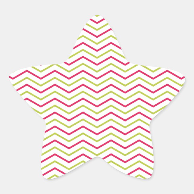 Pink and Lime Chevron Star Sticker (Front)