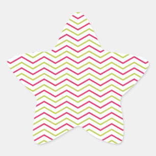 Pink and Lime Chevron Star Sticker