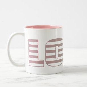 Pink and Lime Love Stripes Two-Tone Coffee Mug