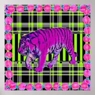Pink and Lime Tiger Graphic Print
