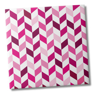 Pink and Magenta Herringbone Pattern Ceramic Tile