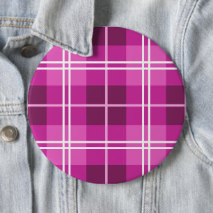 Pink and Magenta Plaid Tartan Pattern 6 Cm Round Badge