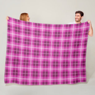 Pink and Magenta Plaid Tartan Pattern Fleece Blanket