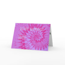 Pink and Magenta Tie Dye 60th Happy Birthday Card
