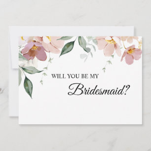 Pink and Mauve Vintage Floral Bridesmaid Proposal Invitation