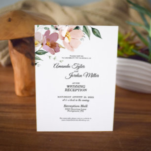 Pink and Mauve Vintage Floral Wedding Reception Invitation