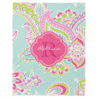 Pink and Mint Boho Paisley Monogrammed