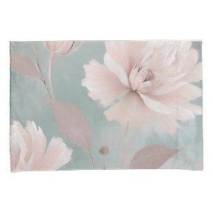 Pink and Mint Coastal Cottage Floral Pillowcase