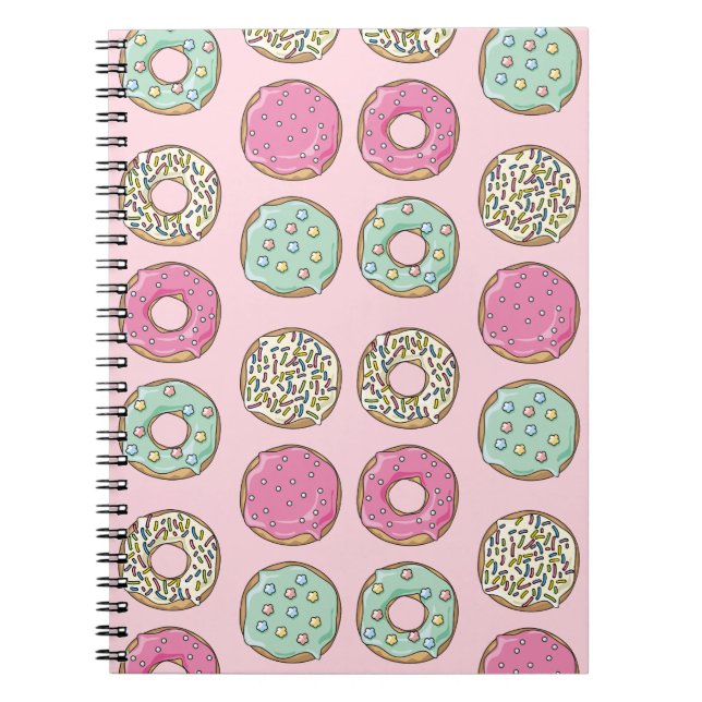 Pink and Mint Doughnut Print Notebook (Front)