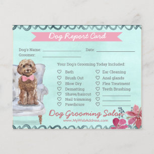 Pink and Mint Floral Dog Grooming Report Card 