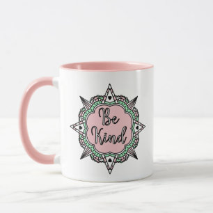 Pink and Mint Green Be Kind Mug