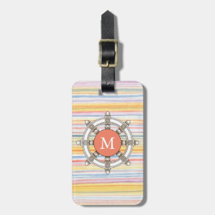 Pink and Mint Stripes Monogram Cute #2 Luggage Tag